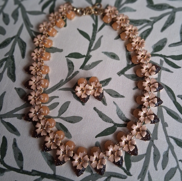 J. Crew Jewelry - J.Crew Strawberry Fields Blush Floral Necklace and Earring Set